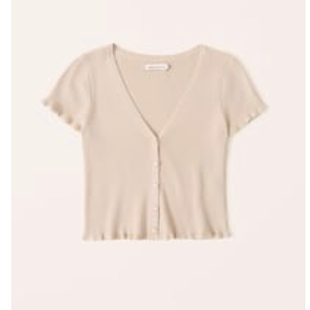 Abercrombie short sleeve ruffle cardigan